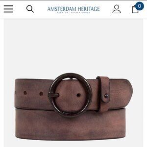 Amsterdam Heritage Pip Brown  Italian Leather Vintage Metal Belt Sz M /90